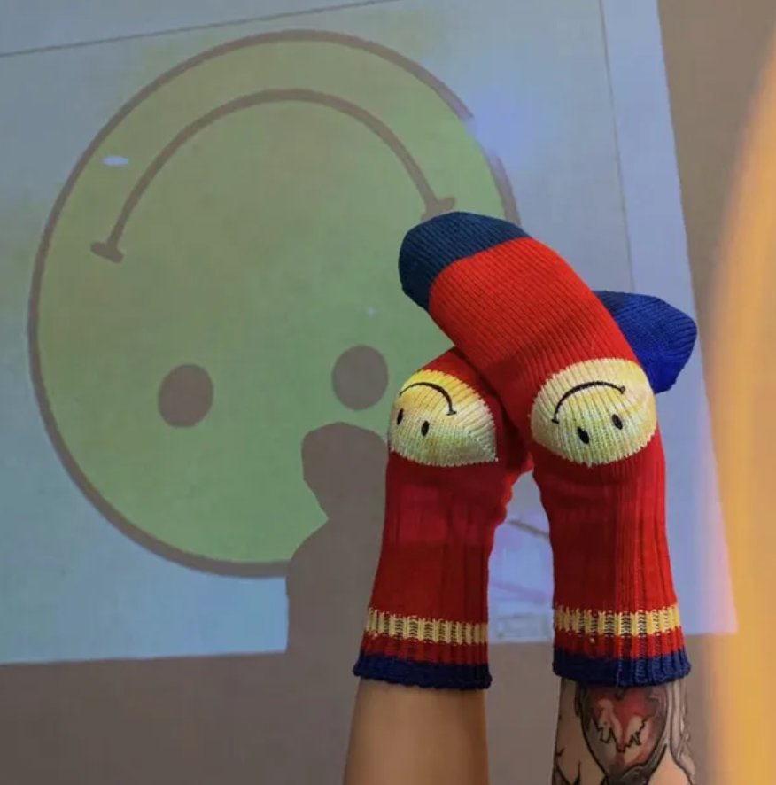 Smile | Kırmızı Çizgili Bilek | Korean Style Pamuk Çorap