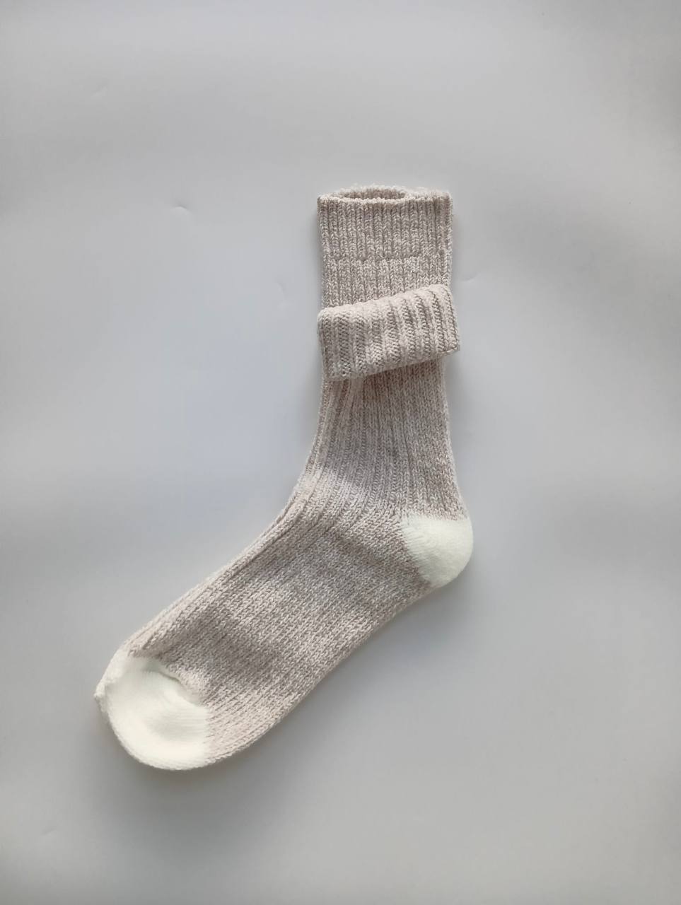 Kahve Beyaz Kırçıllı Pamuk Çorap